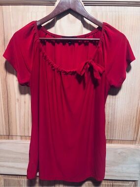 Mccoy Red Short Sleeve Peasant Tunic with Side Bow